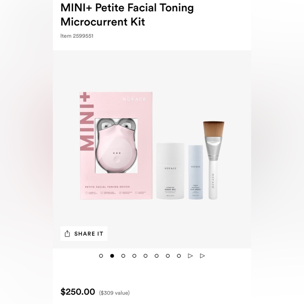 NUFACE MINI+ Starter Kit Smart Petite Facial Toning Kit in pink in box